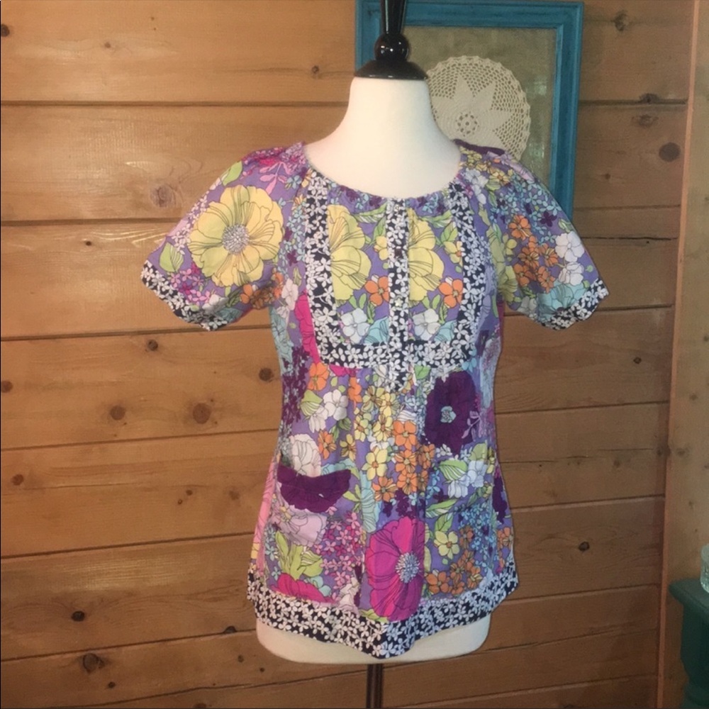 Koi floral scrub top